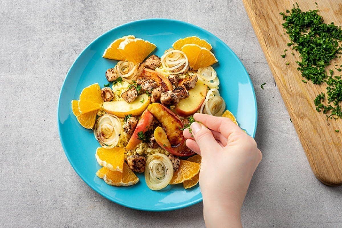 Recept voor Kip met appel en sinaasappel
