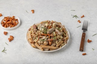 Penne met paddenstoelen en rundvlees