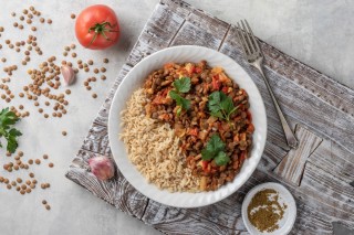 Indische linzen met rijst