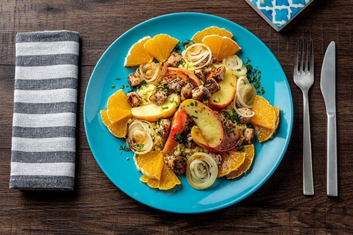 Pollo con mela e arancia