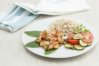 Lemon and ginger shrimps with rice
