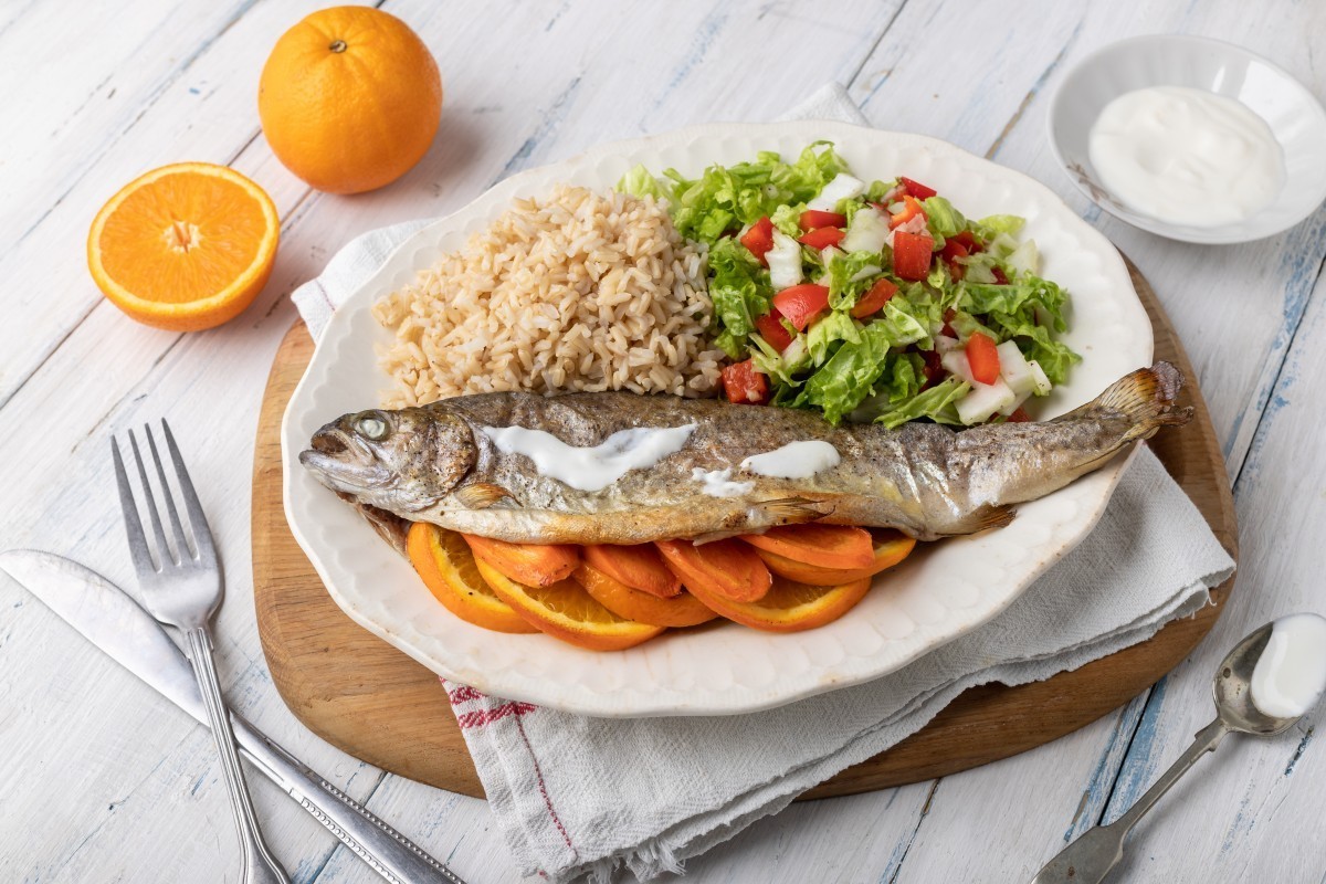 Gebackene Orangenforelle