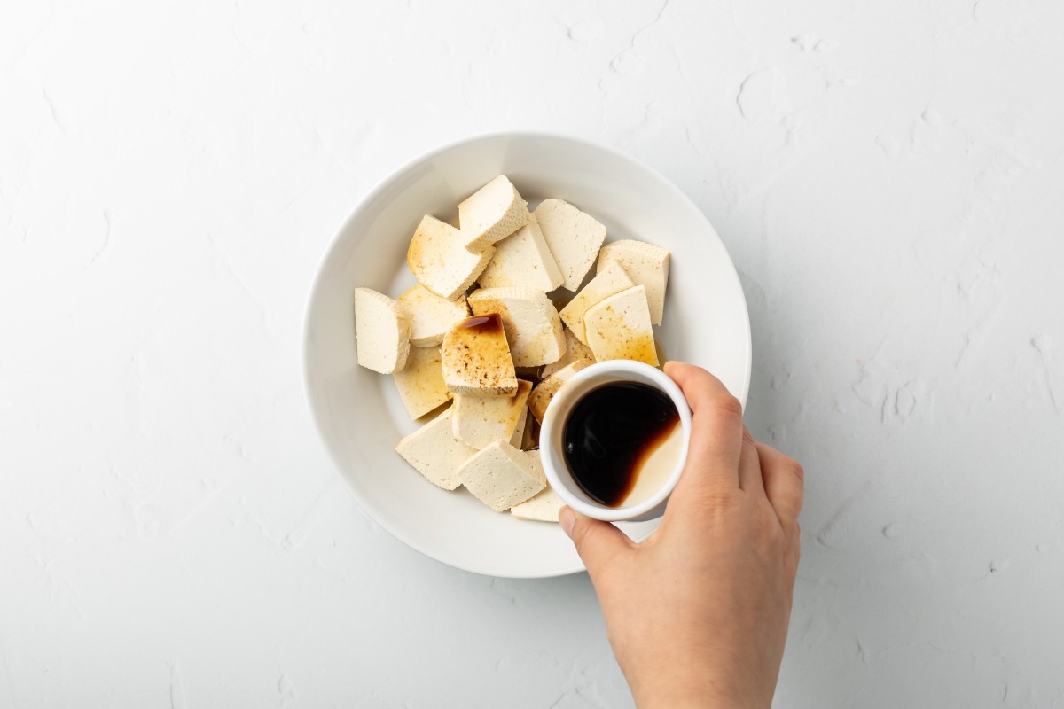 Recept voor Rijstnoedels met tofu, paprika's en wortelen