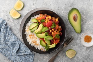 Mexican style rice with beans and sweetcorn