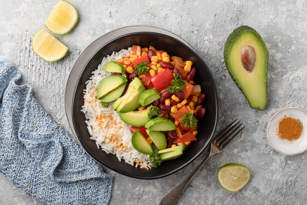 Mexican style rice with beans and sweetcorn