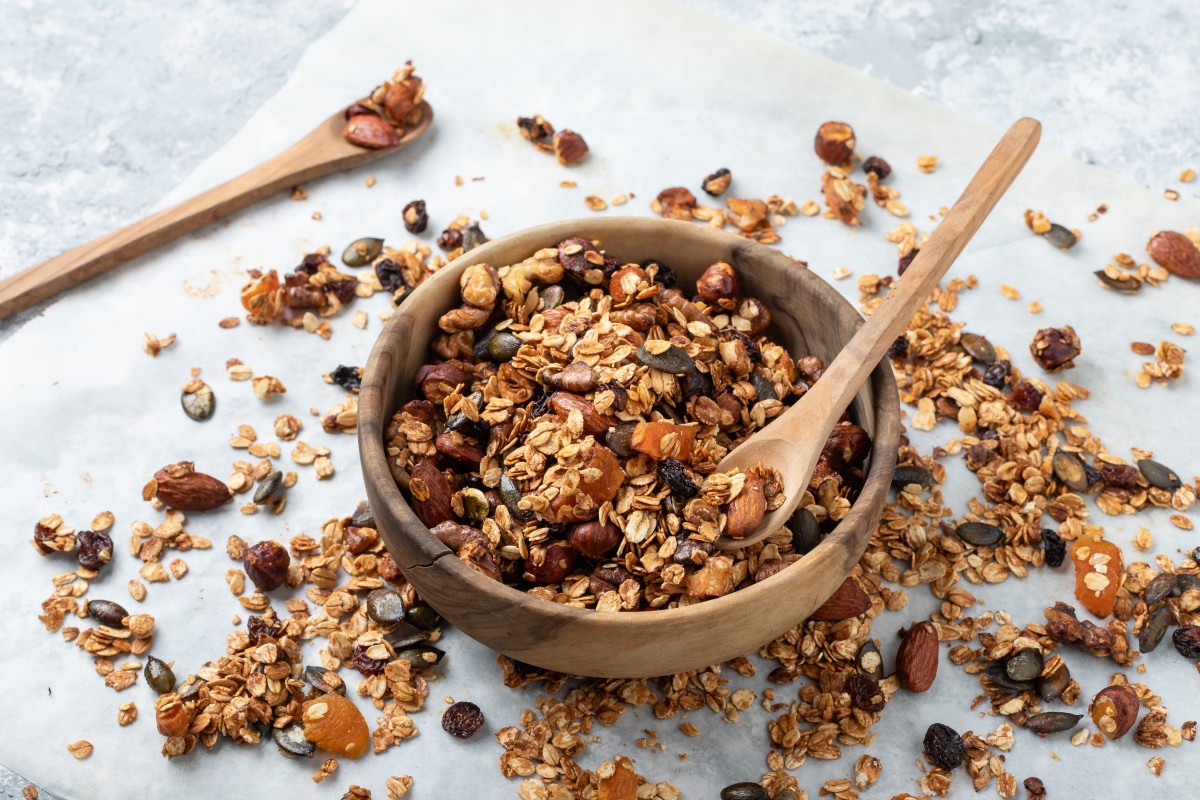 Zelfgemaakte granola