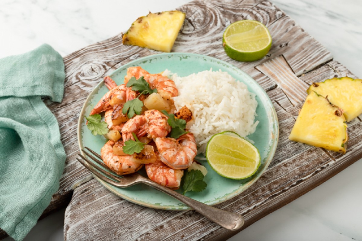 Prawns with pineapple