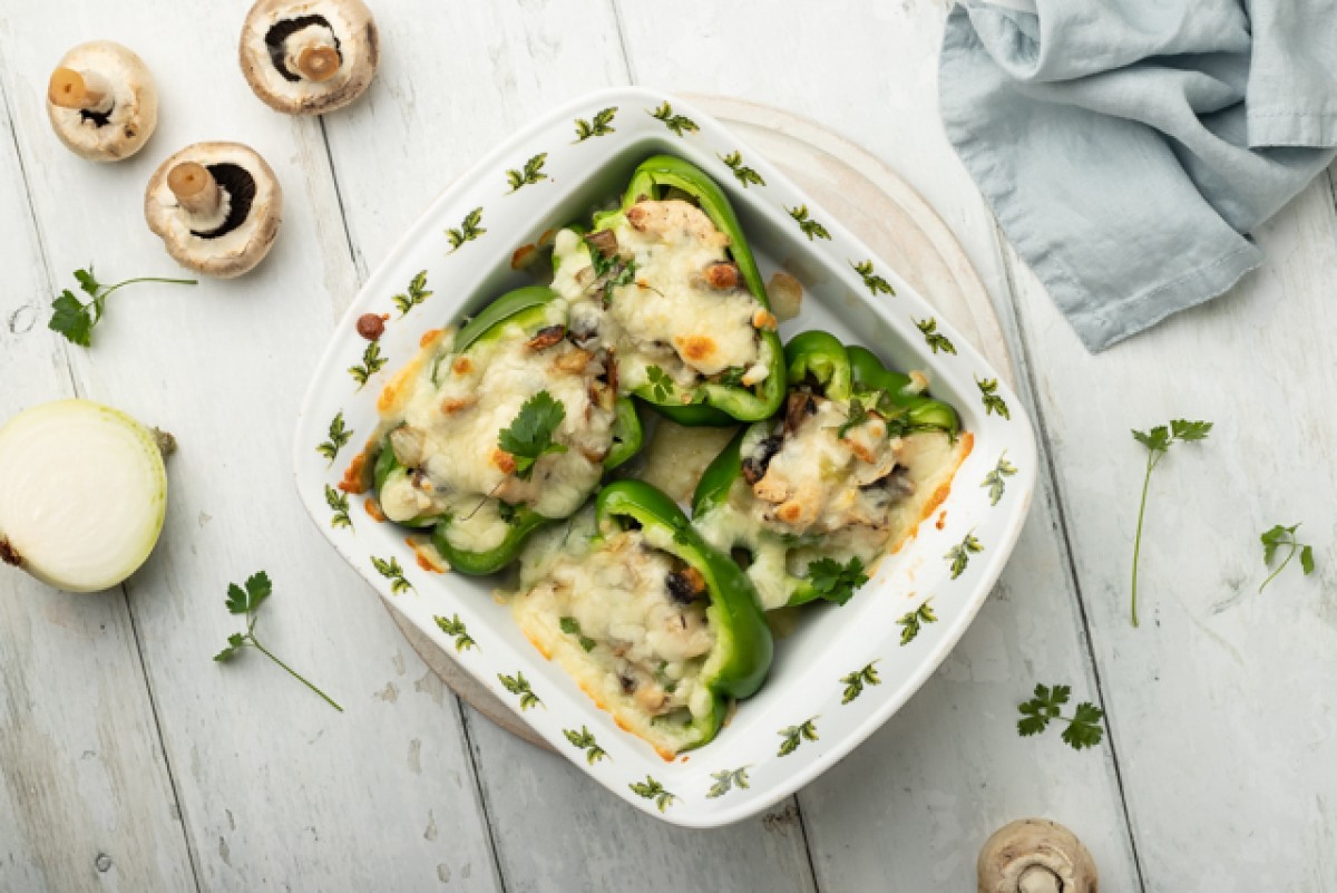 Pimiento relleno de queso y pollo