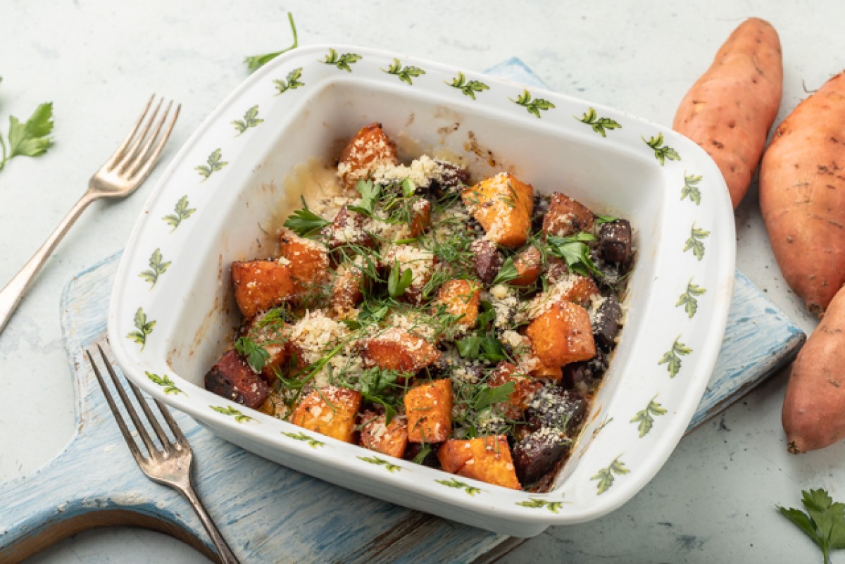 Sweet potato and chorizo bake