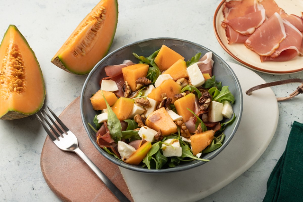 Salade de fruits et légumes au jambon de Parme