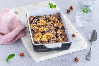 Avena al horno con arándanos y jarabe de arce