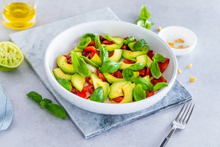 Avocado with mozzarella and grilled peppers