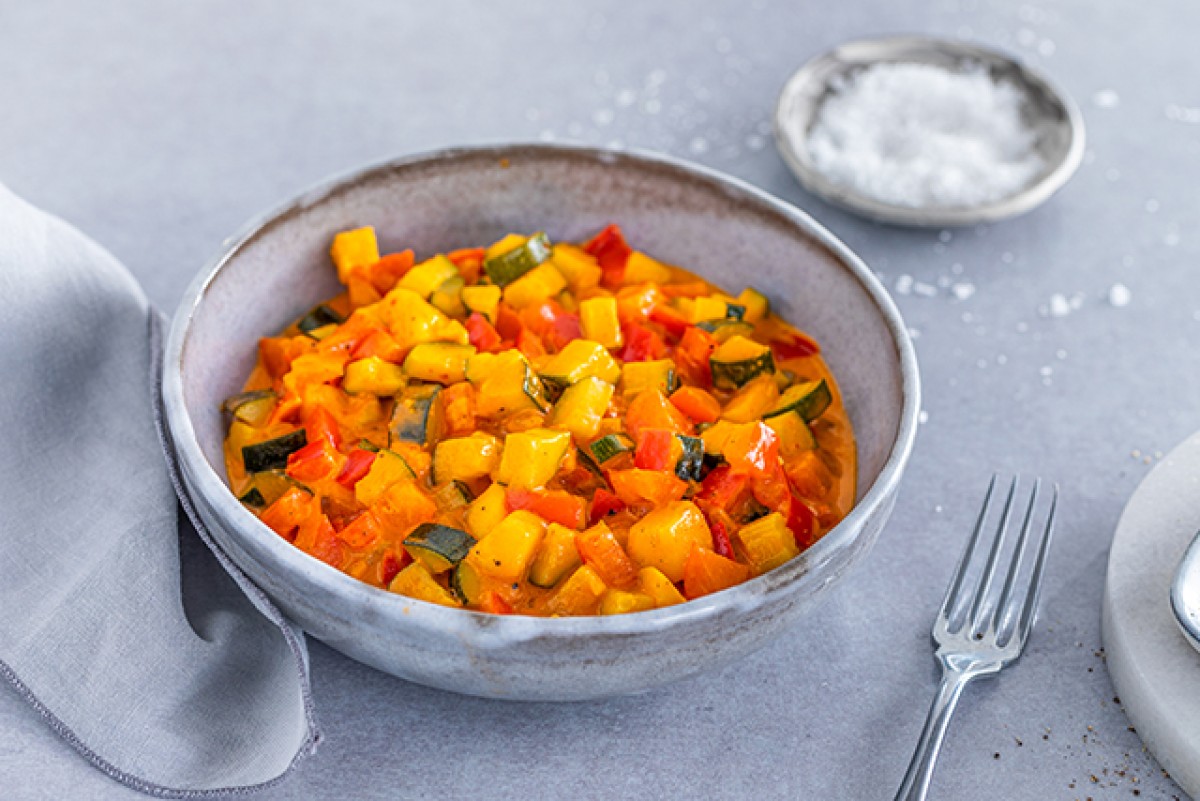 Curry vegano con mango y verduras