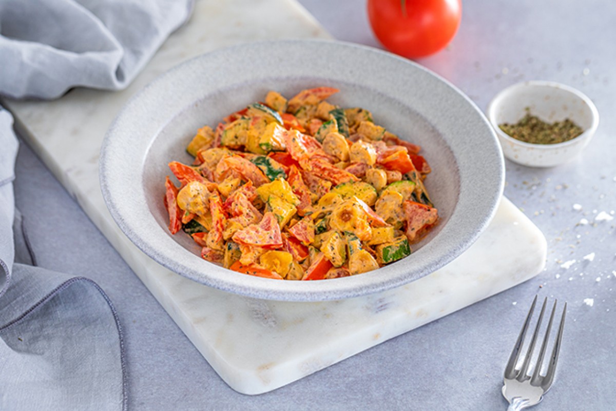 Verdure fritte con formaggio spalmabile