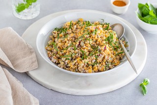 Salade d’orge perlé, concombre et lentilles