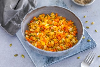 Linzensalade met pompoenpitten