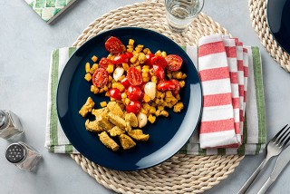 Pommes de terre à la provençale (le plat de Kurt Scheller) accompagnées de poulet