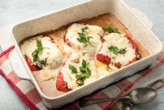 Gratins de poivrons à la mozzarella