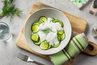 Boiled courgette with yoghurt
