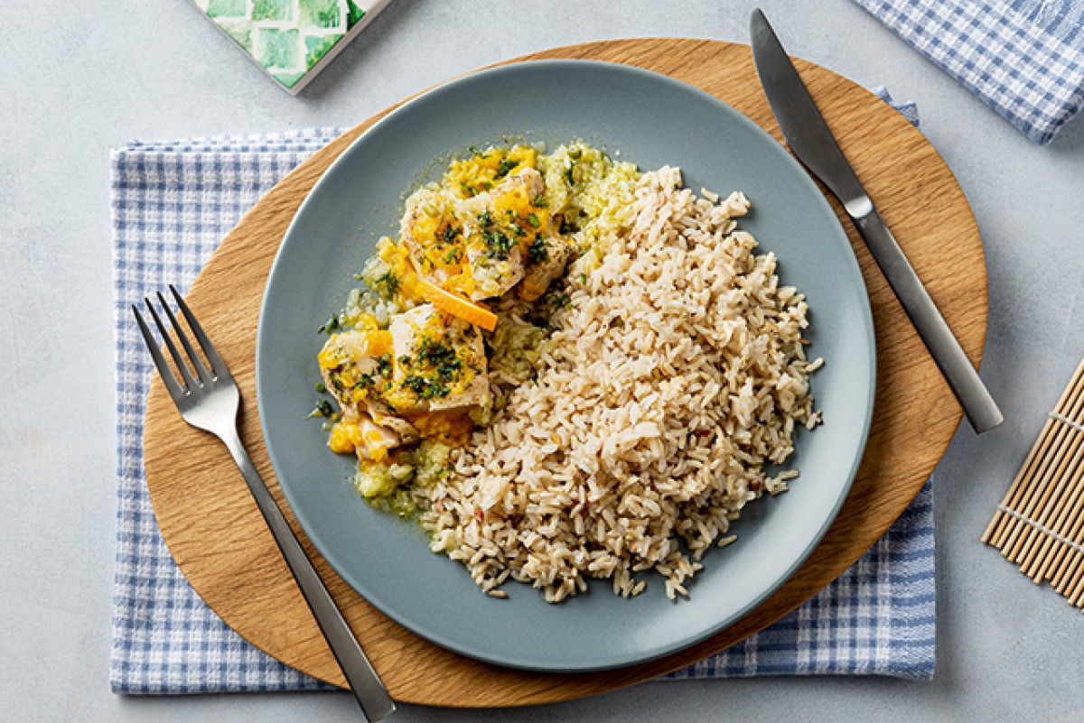 Boiled fish with orange