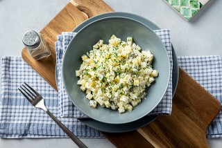 Potato salad with pickled cucumbers