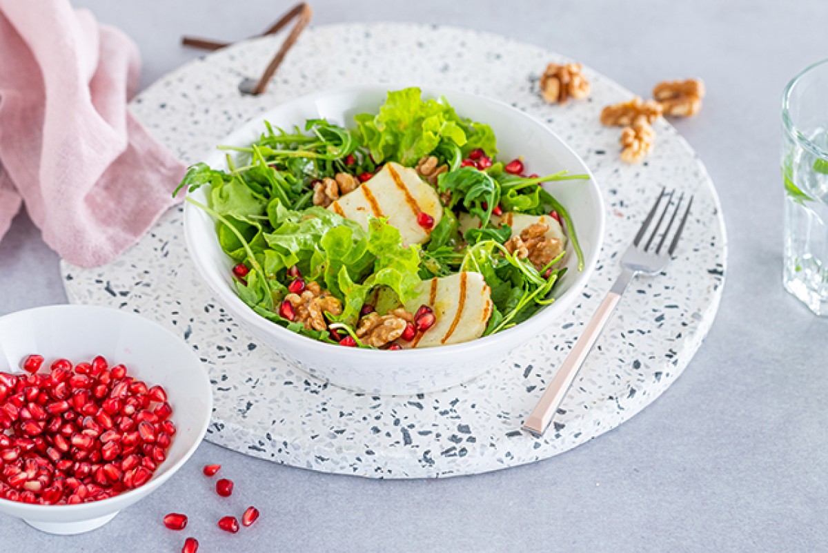 Salade de halloumi et grenade