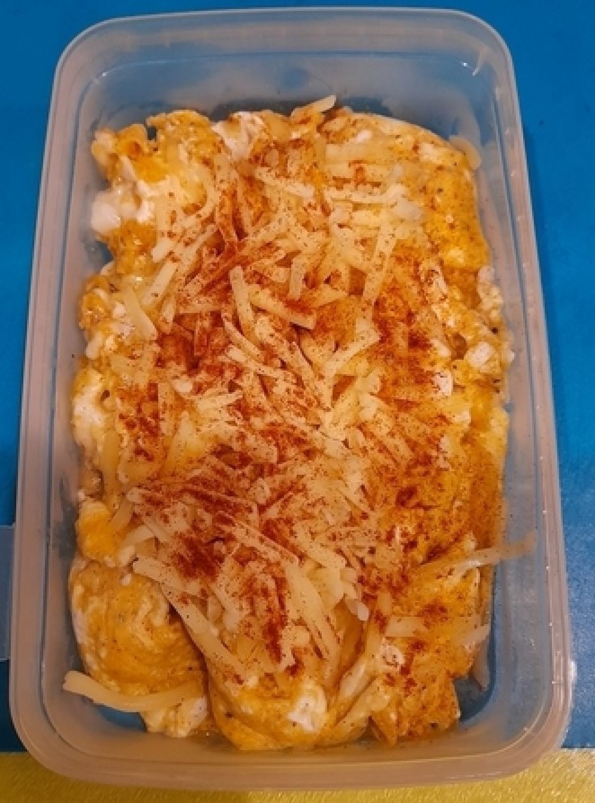 Scrambled eggs Mexican style with cheese