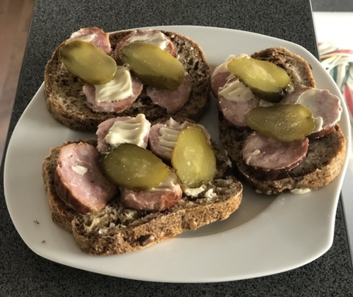 Sausage and mayonnaise sandwiches