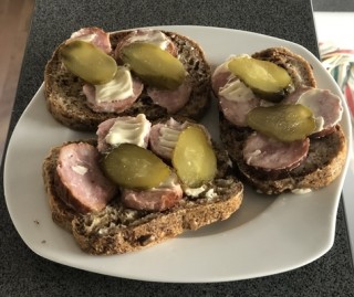 Sausage and mayonnaise sandwiches