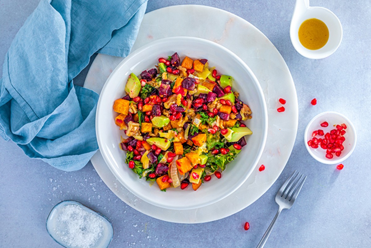 Salade de betteraves cuite au four et fromage bleu