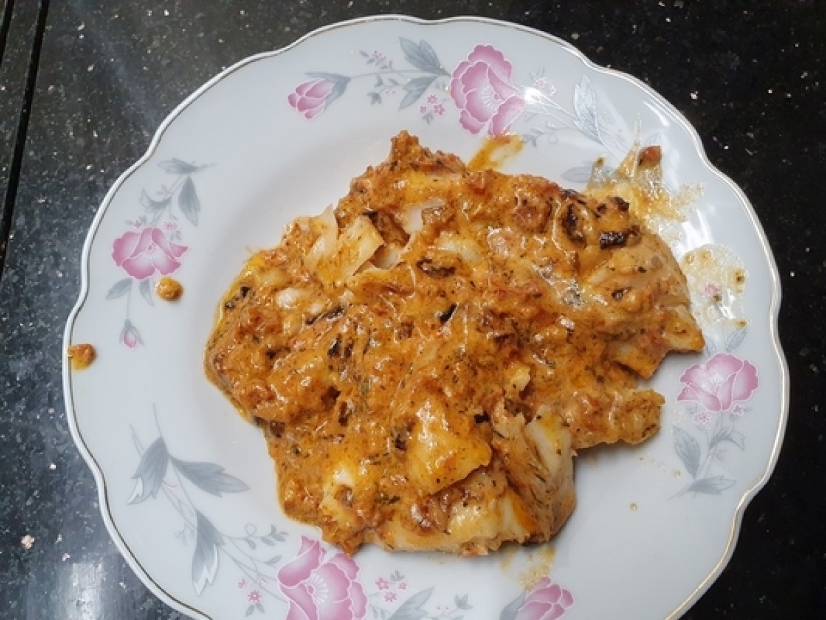 Dorsch in Sahnesauce mit getrockneten Tomaten