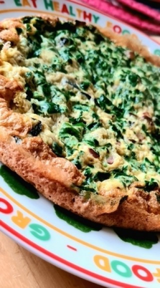 Omelett mit Speck, Spinat und Champignons