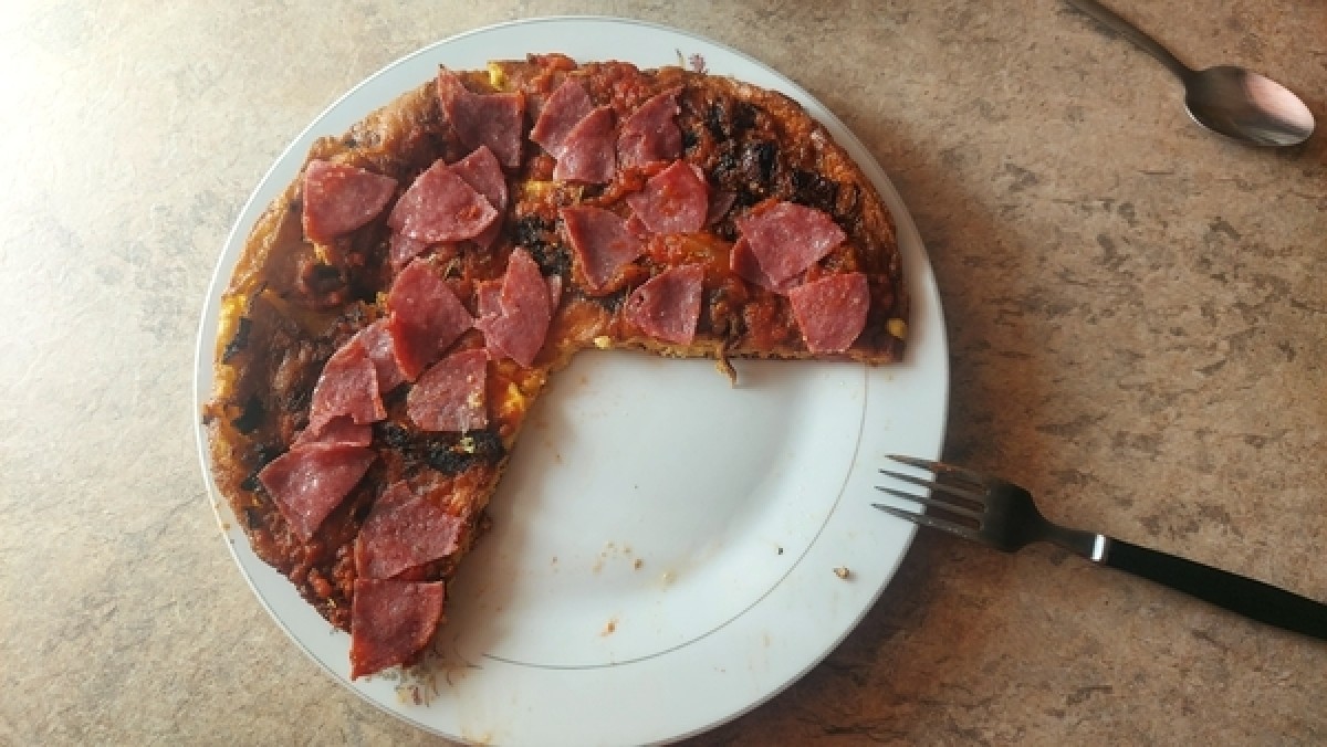 Salami pizza flavoured omelette