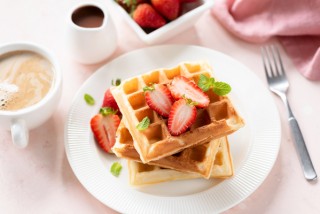 Coconut flour waffles with strawberries