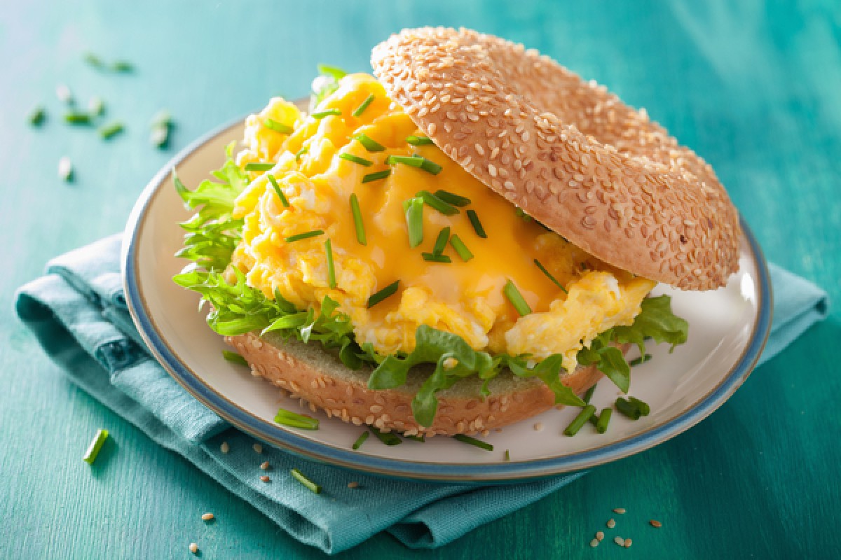 Scrambled egg and chive sandwiches
