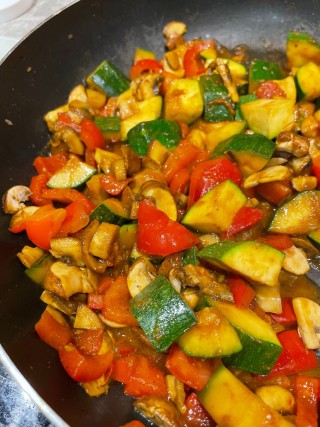 Vegetables in a peanut butter sauce