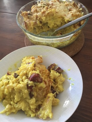 Gratin de chou fleur et saucisse de Montbéliard cétogène