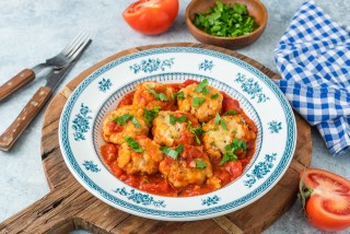 Cod fish balls in tomato sauce