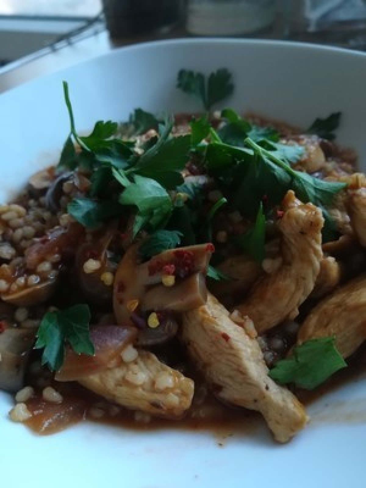Stoofpotje met kip en champignons