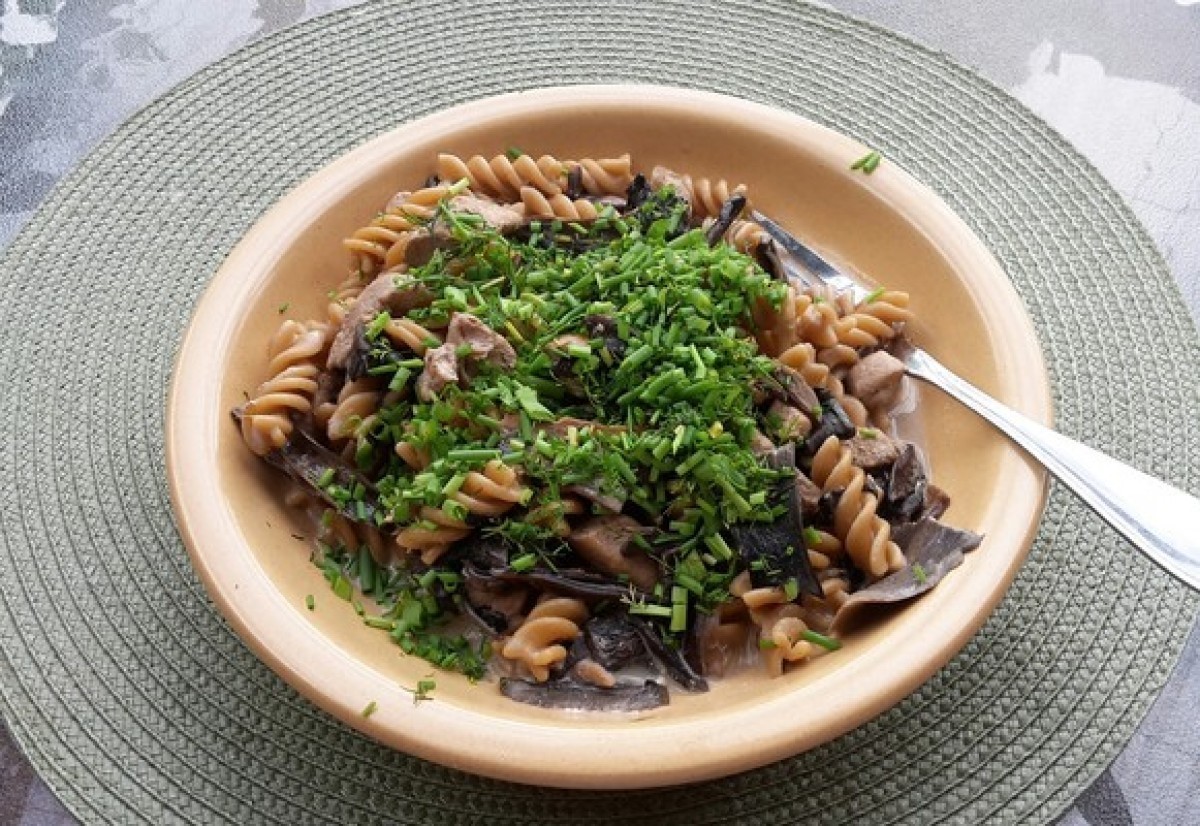 Hähnchen in Pilzsauce mit Nudeln