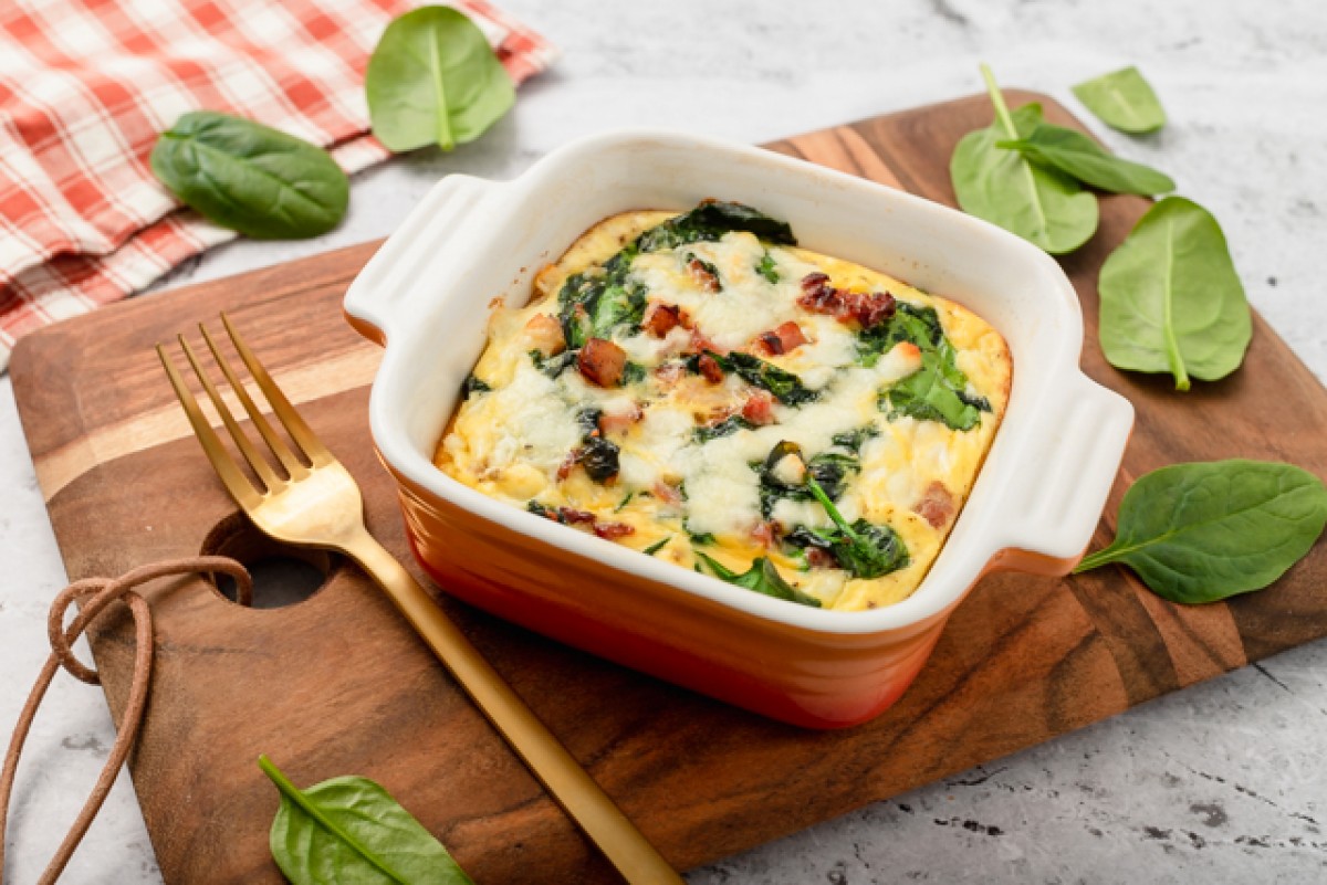 Frittata mit Speck und frischem Spinat