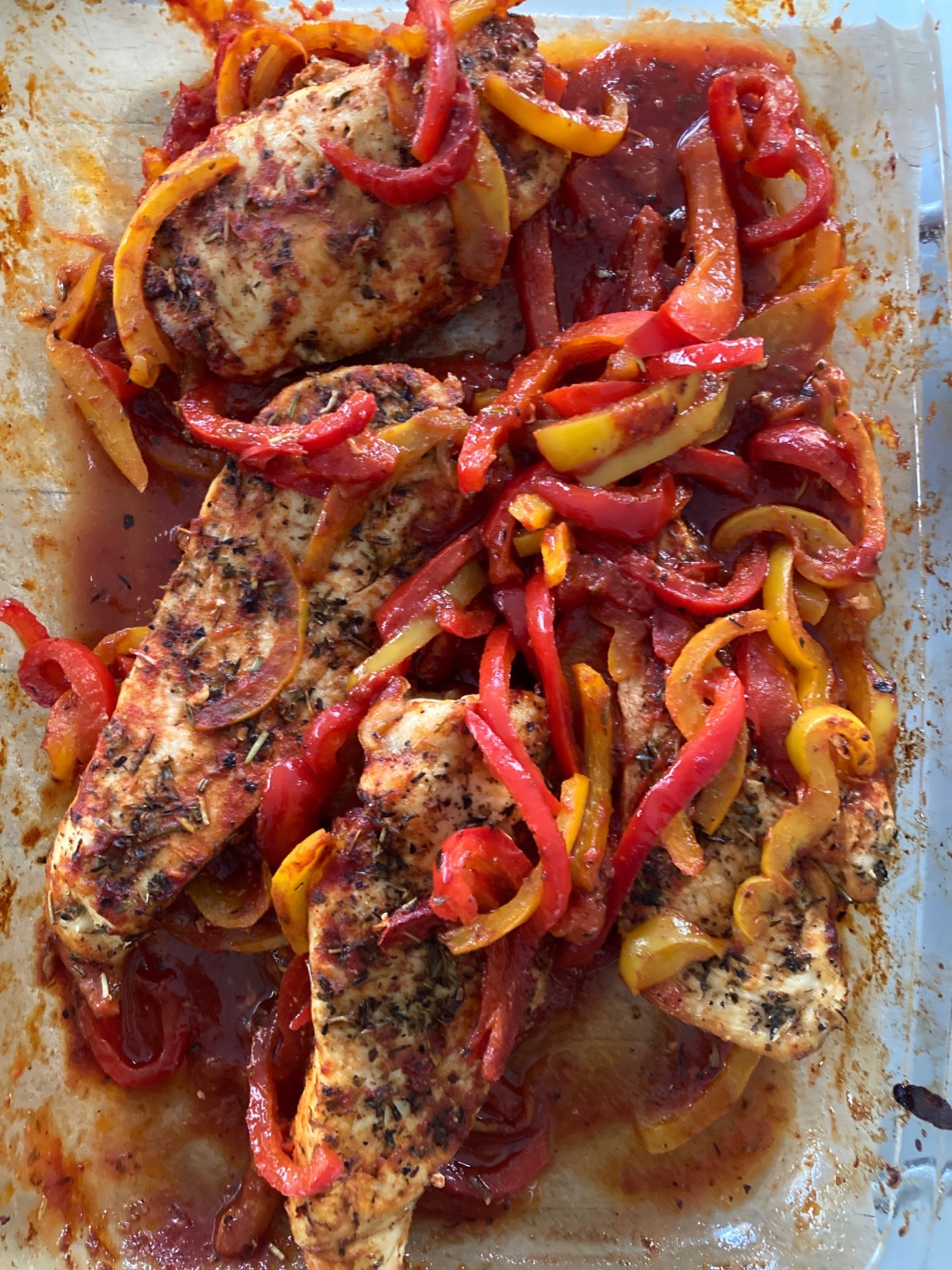 Poulet aux poivrons et tomates