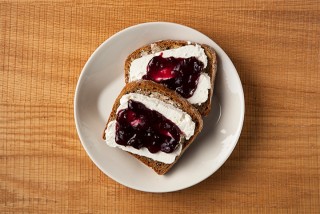 Sandwich with white cheese and jam