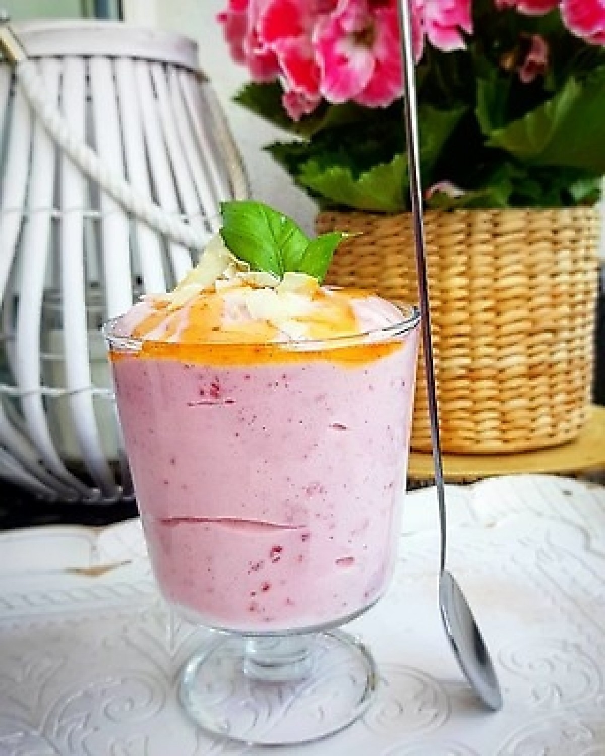 Himbeercocktail mit Quark