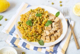 Lemon tofu with rice