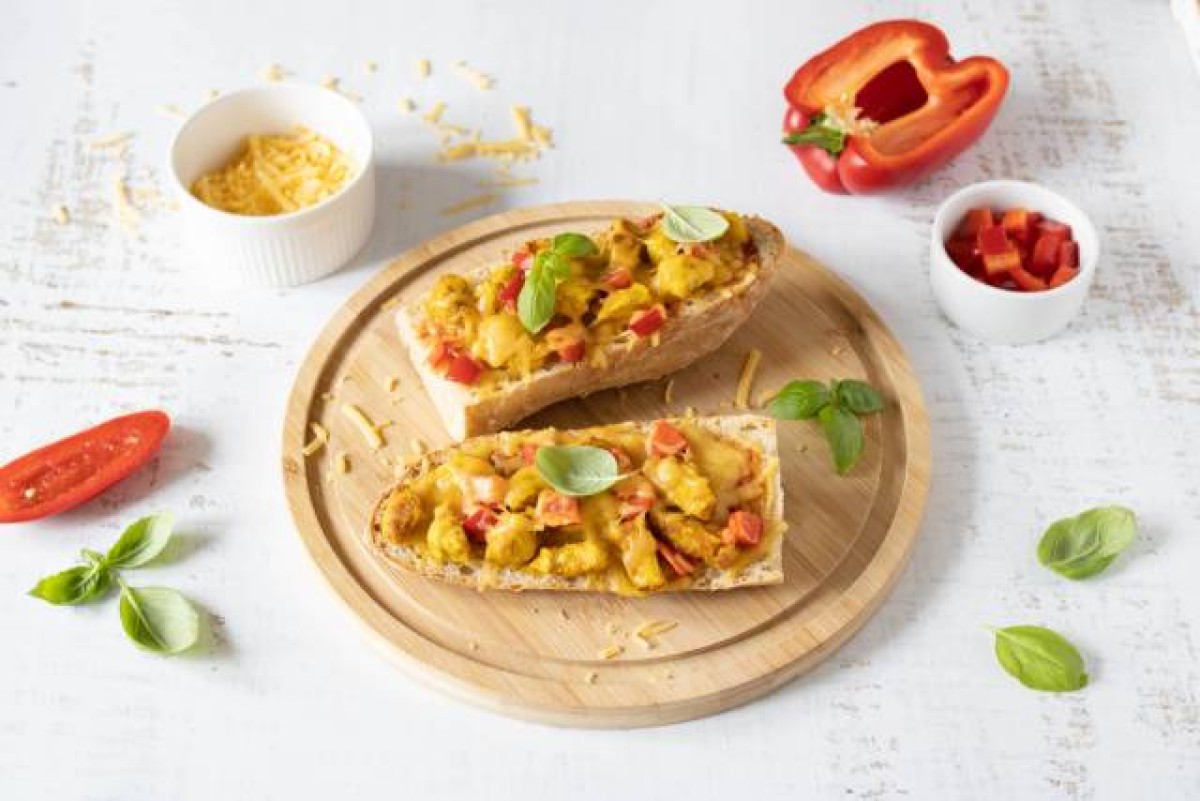 Chicken Curry Casserole with Cheddar Cheese and Bell Pepper