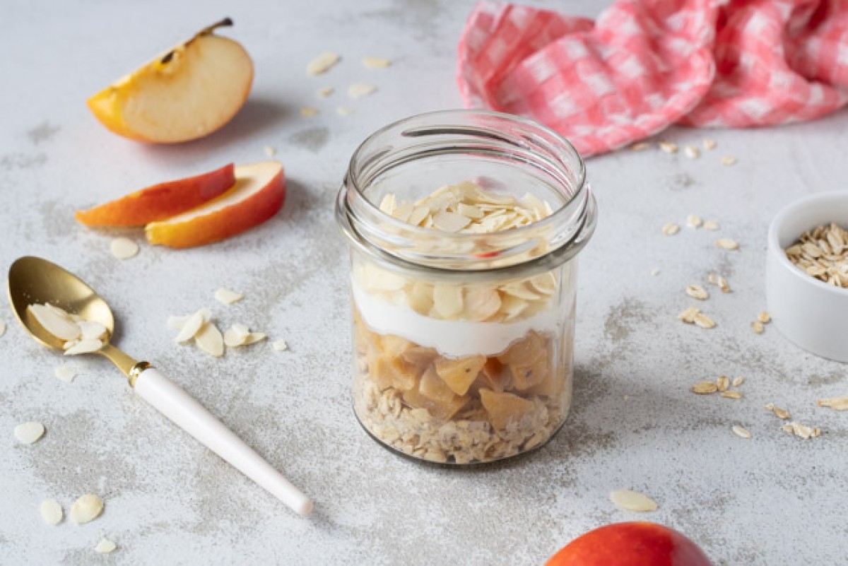 Crumble de manzana en tarro