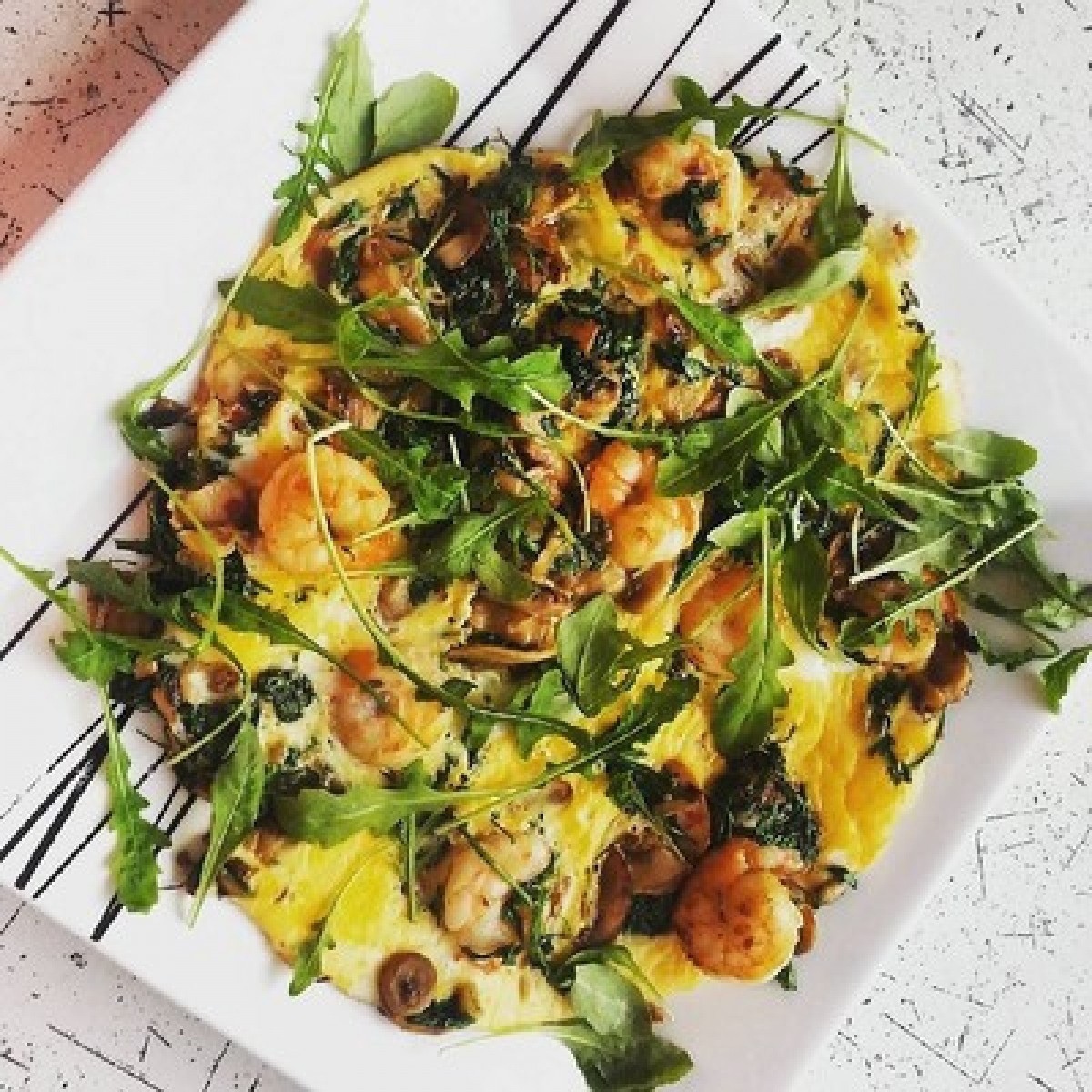 Przepis na Omlet z krewetkami i pieczarkami