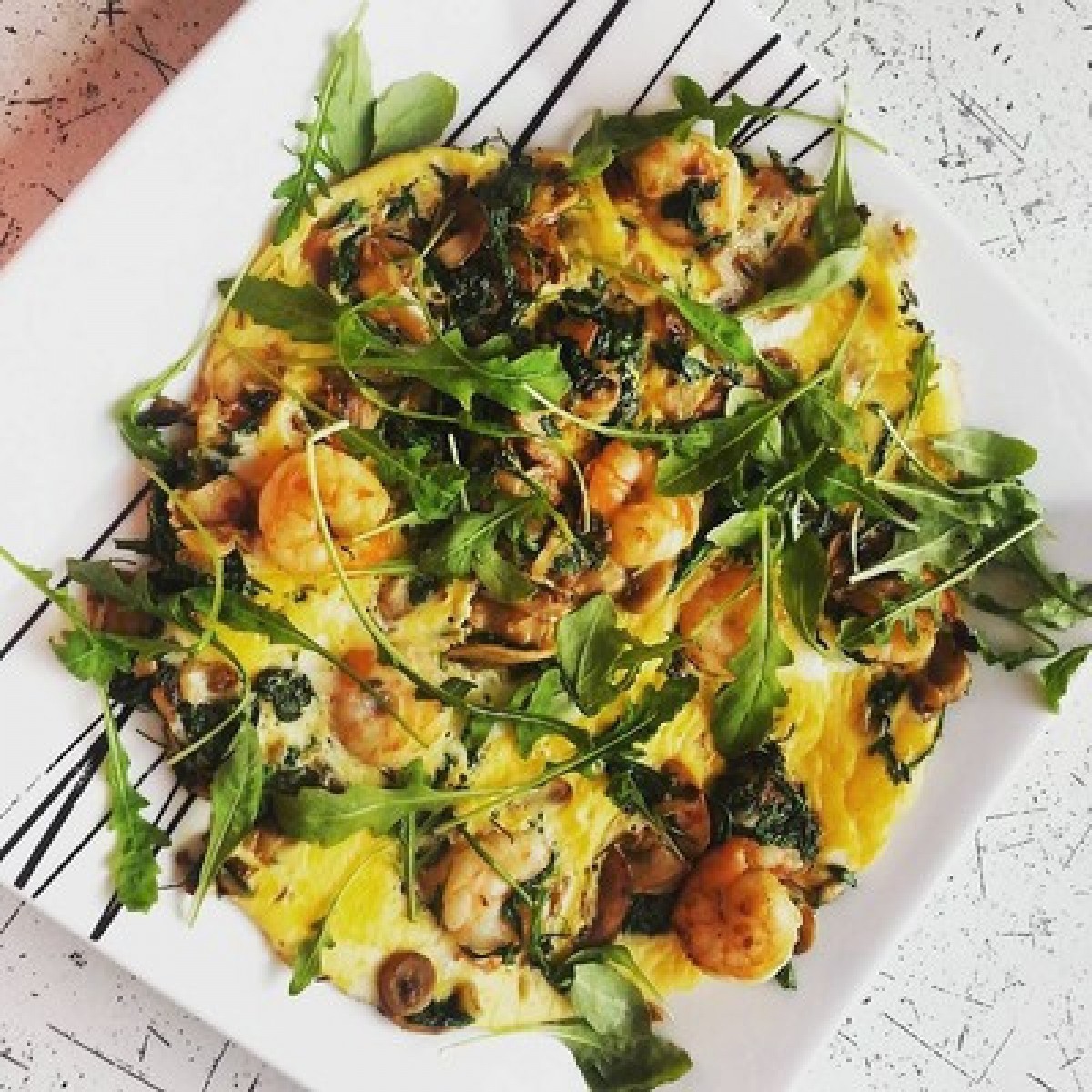 Przepis na Omlet z krewetkami i pieczarkami