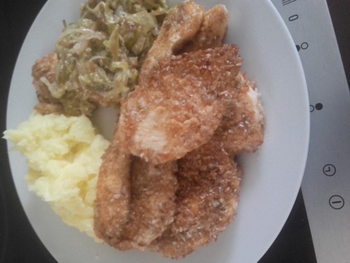 Przepis na Pierś z kurczaka z duszonym porem i puree ziemniaczanym
